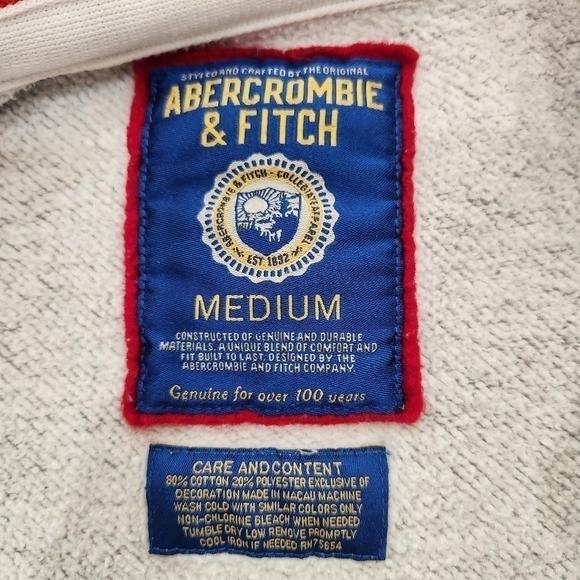 VTG Abercrombie & Fitch Sweat Jacket, Gray/Rd, Mens Small (listing as) - Picture 4 of 8